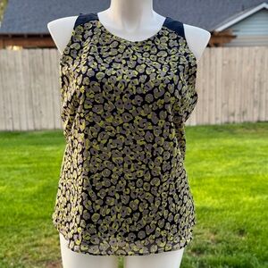 Banana Republic Black and Green Patterned Tank Top